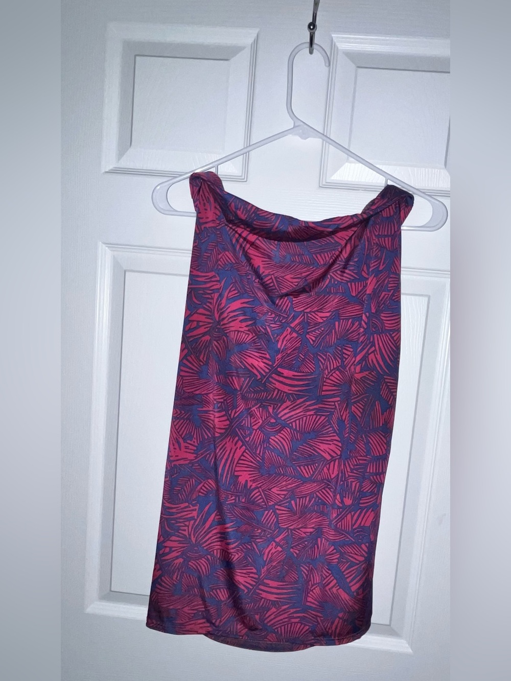 Pink and Navy Palm-Leaf Maxi Skirt (XXL)
